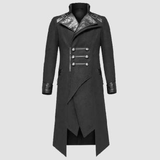 Steampunk Long Pure Leather Fitted Coat