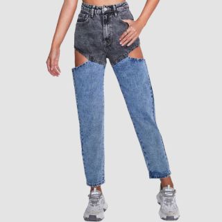 Stylish Women Cut Out Jeans