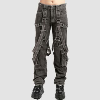 Black Denim Harness Pants