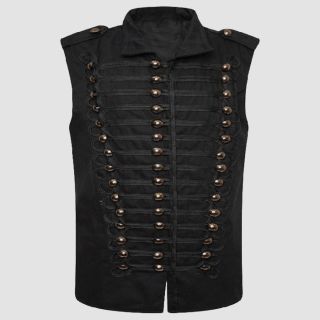 Sleeveless Vest Jacket Men's Goth Cotton Uniform Military