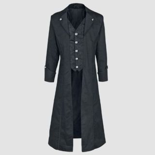 Gothic Men’s Steampunk Army Black Jacket