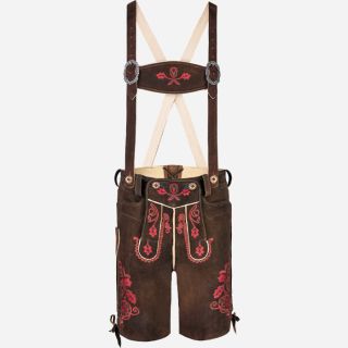 Brown Leather Lederhosen with Suspenders