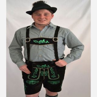 Black Cow Leather Lederhosen (LEDBLK3-100) with suspenders