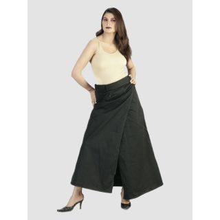 Punk style charcoal maxi skirt with slit