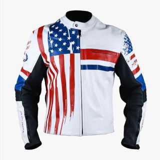 Men's American Flag Leather Jacket Patriotic Biker Style