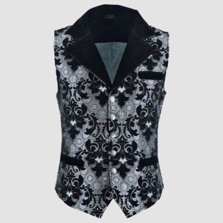 Victorian Gentleman's Aristocrat Vest Black Silver