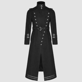 Men Military Steampunk Gothic VTG Uniform Long Coat