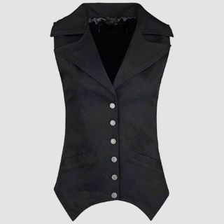 Women’s Black Brocade Vintage Steampunk Waistcoat
