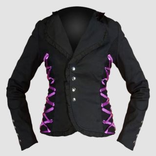 Women’s Jacket Black With Purple Drawstrings