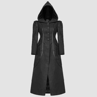 Gothic Long Woolen Coat Pointed Hood for Women