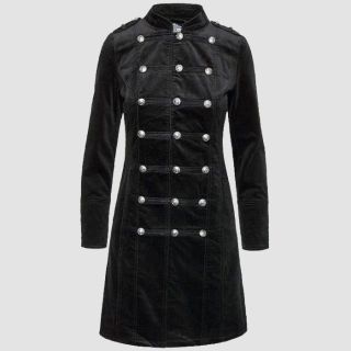 Womens Gothic Black Fitted Velvet Coat Womens Vintage Coat