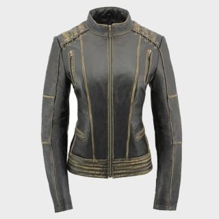  Women's Distressed Leather Outerwear