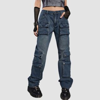 Y2K Highstreets Punk Flap Pocket Cargo Jeans